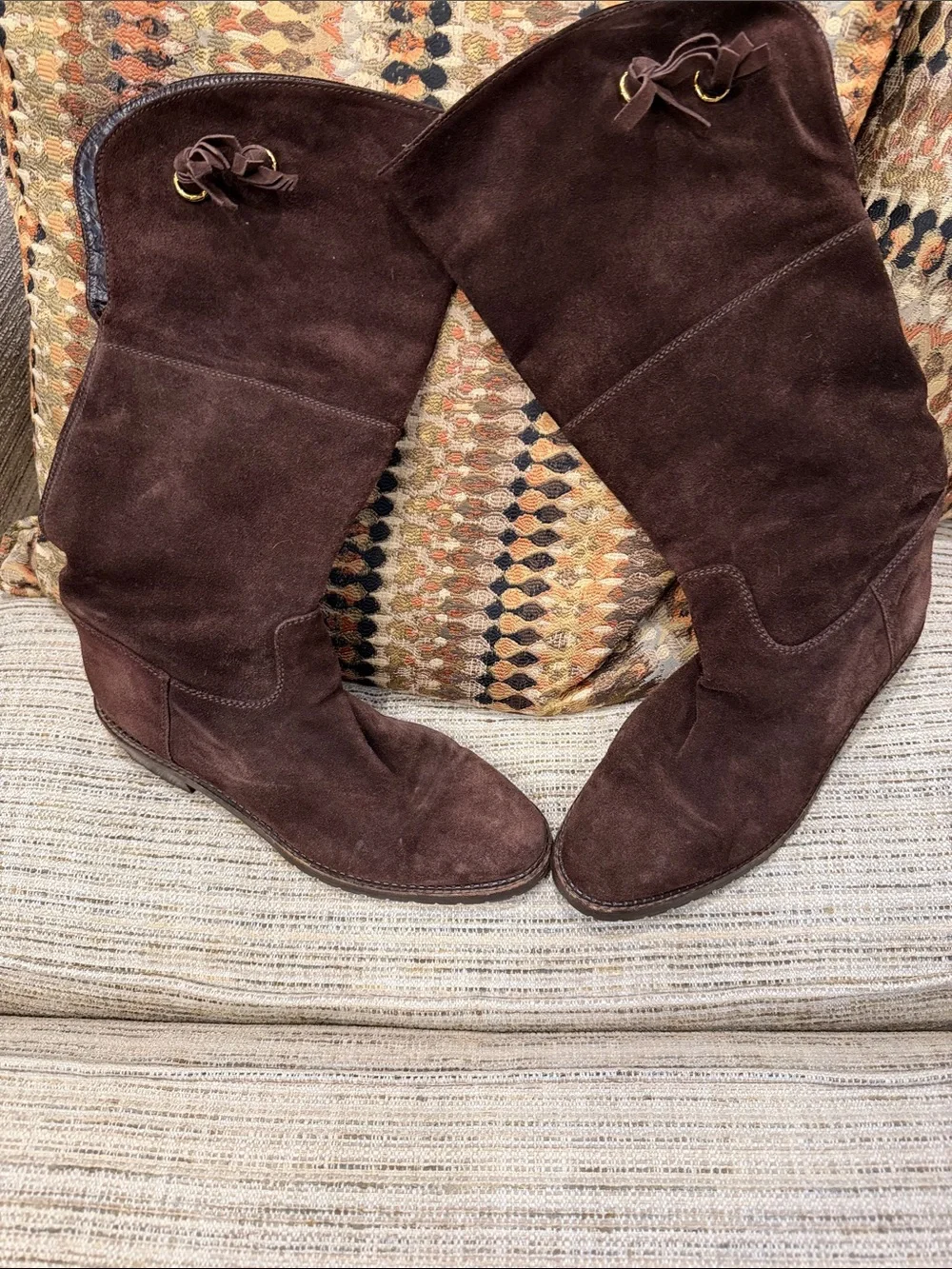 Chanel Women's Tall Suede Boots in Dark Brown Size 40